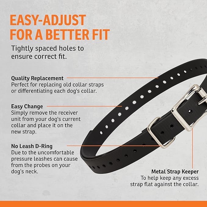 SportDOG 3/4-Inch Collar Strap - Waterproof Replacement Strap for Rugged Outdoor Use - Adjustable Collar with High Visibility - Black