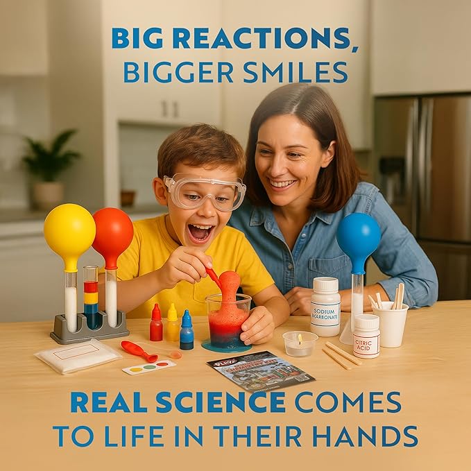 Playz Extreme Chemistry Set – 52 Unique Experiments, Science Kits for Kids Age 8-12, Lab Gear, Volcano Project, Learning Tools, Fair Activity, Discovery Gift, STEM Toys for Boys and Girls