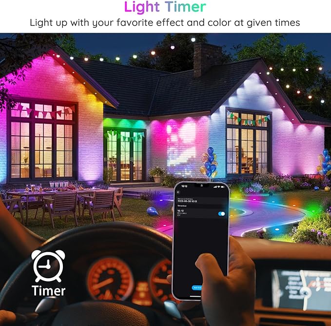 LED Deck Lights Kit, 6 Pack 1.77" RGBW+IC Multicolor Dynamic Low Voltage Recessed Landscape Lights, IP67 Waterproof 12V Step Light Outdoor for Garden Yard Path Ground Stairs, Work with Alexa/Google