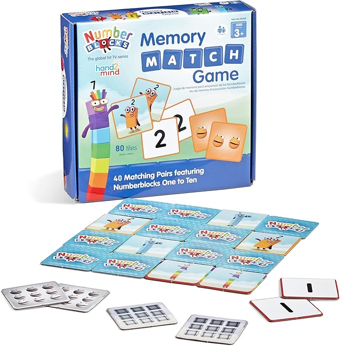 hand2mind Numberblocks Memory Match Game, Matching Card Game, Numbers for Toddlers, Kindergarten Math Toys, Counting Toys, Preschool Learning Activities, Kids Birthday Gift, Easter Basket Stuffers