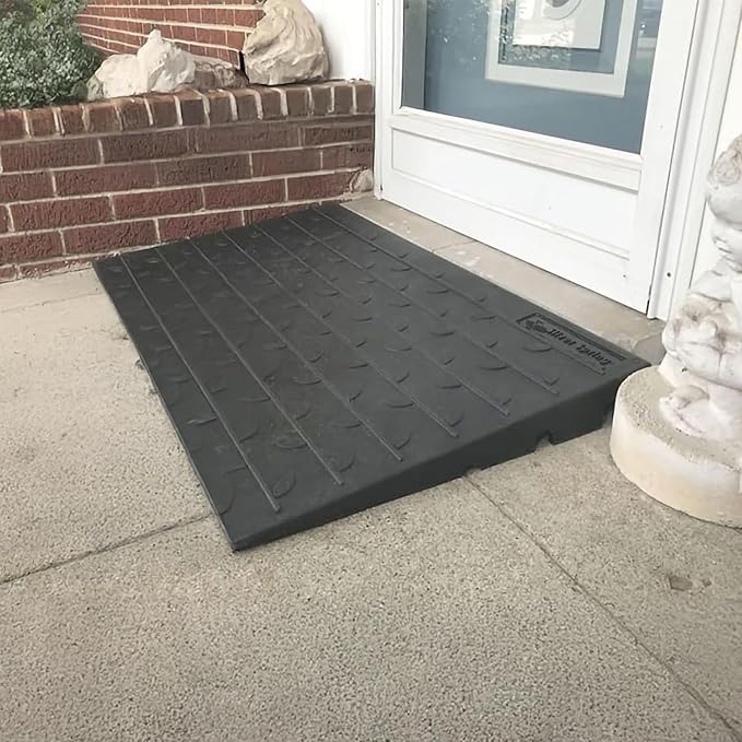 Silver Spring Threshold Ramp, Solid Rubber 2.5" Maximum Riser with 3 Channels, Black