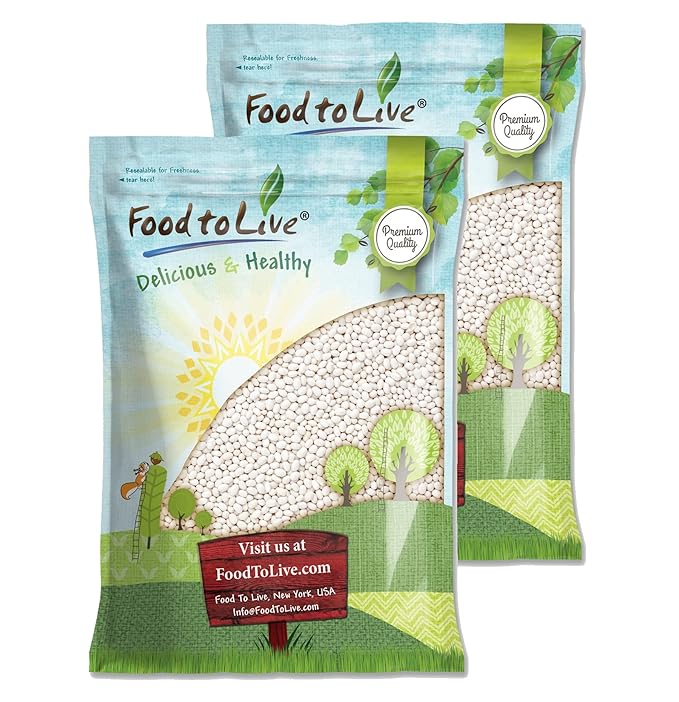 Food to Live Navy Beans, 20 Pounds Raw, Dried, Vegan, Kosher, Whole Small White Kidney Beans in Bulk, Good Source of Protein, Fiber, Folate, and Copper. Low Sodium. Great for Cooking and Soups