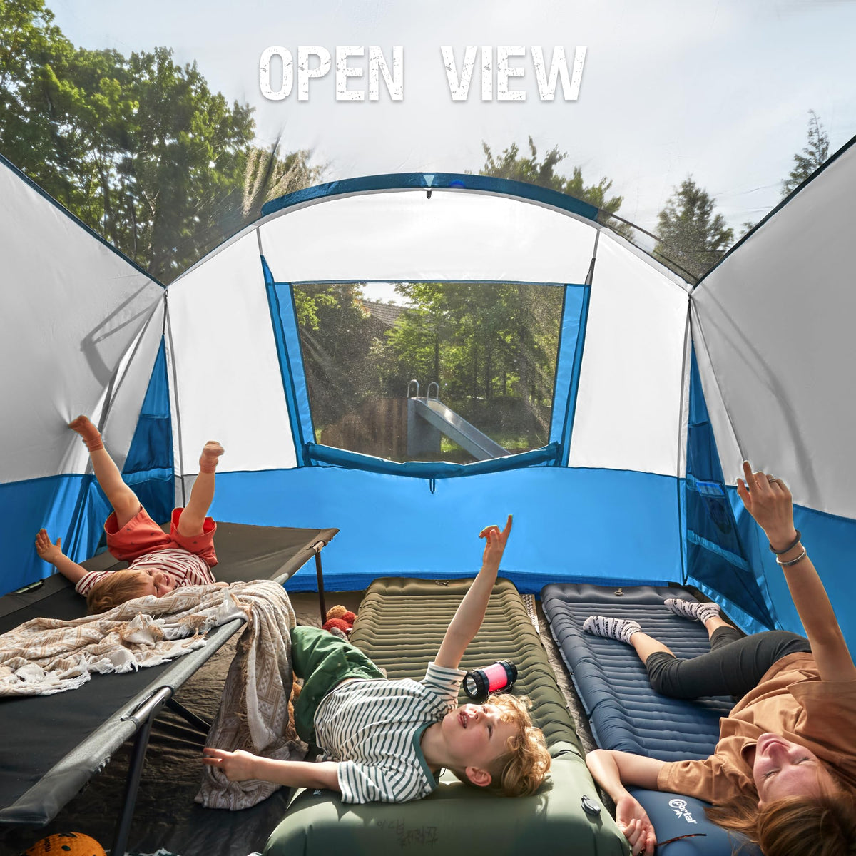 Portal 8 Person Family Camping Tent with Screen Porch, Weather Resistant Tunnel Tent with Rainfly, Large Family Tents for Outdoor Camping, Party