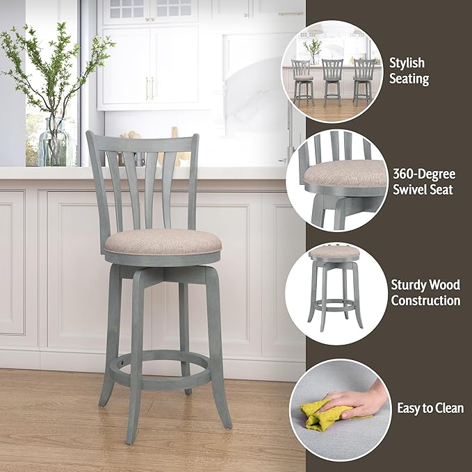 Hillsdale Furniture Hillsdale Savana Swivel Counter Stool, Blue