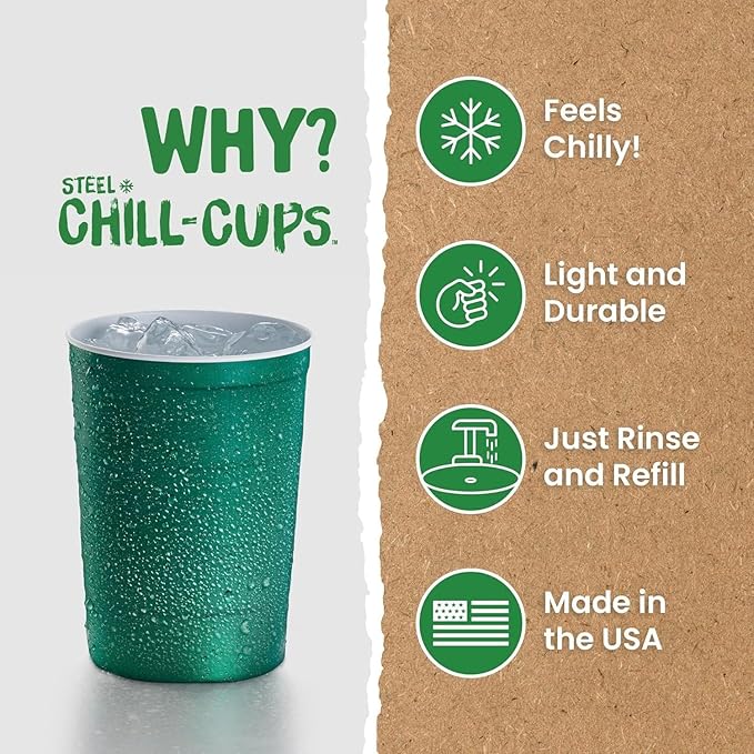 16 oz. Party Cups, Perfect for Cold Drinks, Sturdy & Durable, Disposable and 100% Recyclable, Made in USA, Green, 180 Count