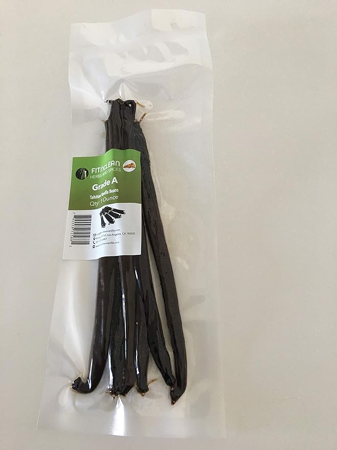 1oz Vanilla Beans Grade A Tahitian for Extract, Cooking and Baking by FITNCLEAN VANILLA| 1 Ounce Bulk 6"-7" Moist Fresh Gourment NON-GMO Pods