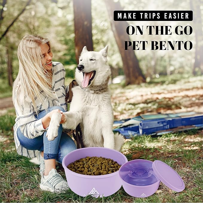 AVERYDAY 50 Oz Travel Dog Bowls with Lids, 2-in-1 Portable Pet Bowls for Food and Water, Leakproof Travel Dog Food & Water Bowl for Outdoor, Camping, Travel Dog Feeding Bowl, Daycare Pet Bowls