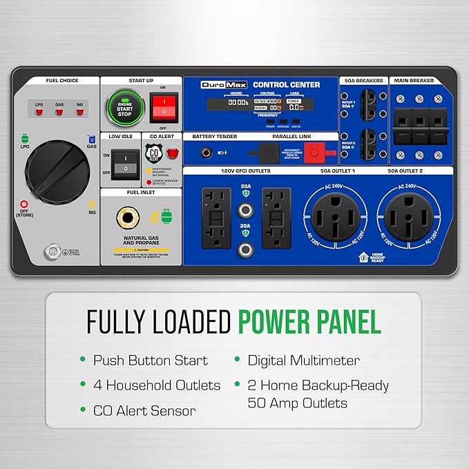 DuroMax XP16000iHT 16,000-Watt Tri Fuel Portable Digital Inverter Generator - Gas, Propane & Natural Gas, Remote Electric Start, Whole Home Power Backup, Transfer Switch Ready, RV & Emergency Ready