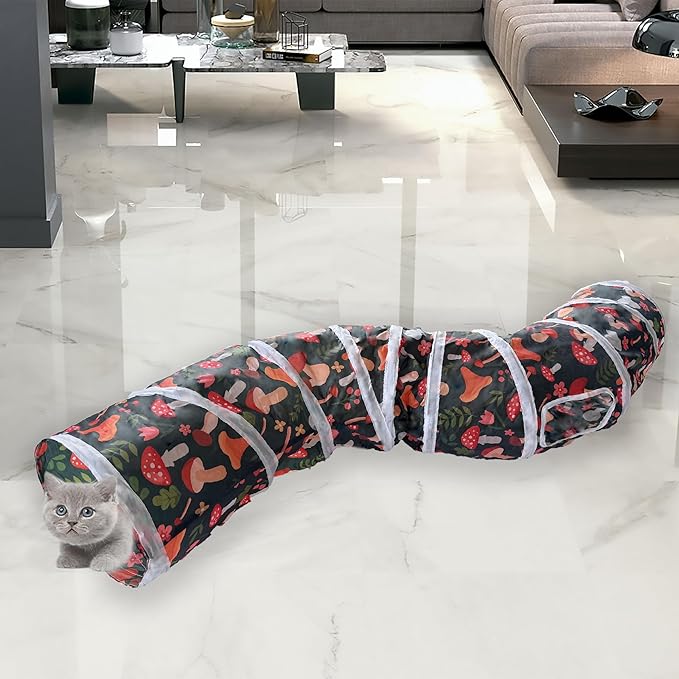Sheldamy Cat Tunnel, S-2-Way Cat Tunnels for Indoor Cats, Collapsible Cat Play Tunnel, Interactive Toy Maze Cat House for Cats, Puppy, Kitty, Kitten, Rabbit