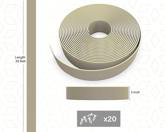 2" x20' ft Vinyl Straps for Outdoor Furniture Replacement Patio Lawn Furniture Repair Strap Strapping Matte Finish (Driftwood) + 20 Free Rivets