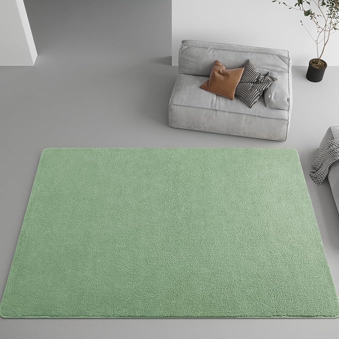 DweIke 5x7 Light Green Area Rugs for Bedroom, Super Soft Living Room Rug, Thickened Memory-Foam Throw Carpet, Non-Slip and Washable Carpets for Kids Boys Girls Room Dorm Nursery Home Decor