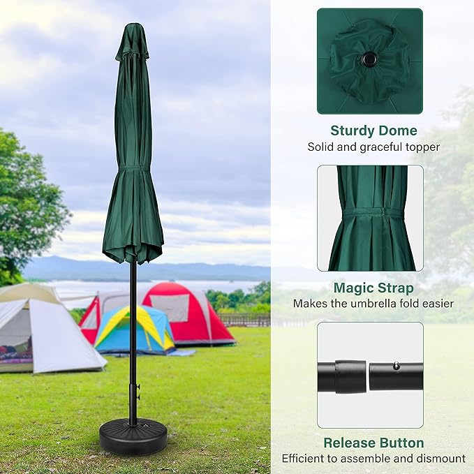 Simple Deluxe 2 Pack 9FT Outdoor Patio Umbrella Table Market Umbrella with Push Button Tilt and Crank, 8 Sturdy Ribs, UV Protection Waterproof for Garden, Lawn, Deck, Backyard, Pool, Green