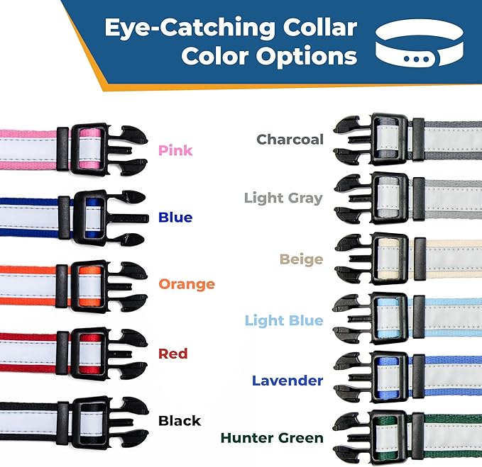 GoTags Reflective Personalized Dog Collar, Custom Embroidered Safety Collar with Pet Name and Phone Number for Boy and Girl Dogs, Small, Medium, and Large Adjustable Sizes (Large, Hunter Green)