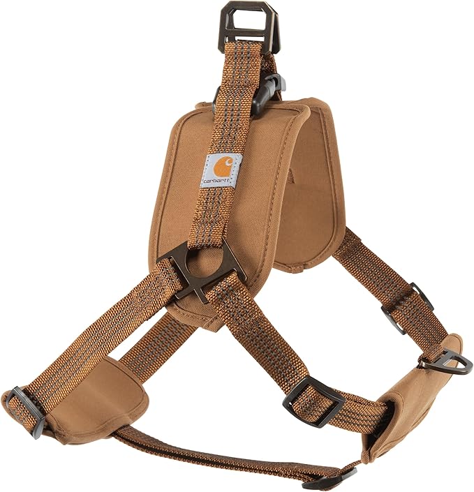 Carhartt Nylon Duck Comfortable Training Dog Harness, Fully Adjustable No Choke Rugged On-Leash Training Harness with Dual Attachment Points, Medium