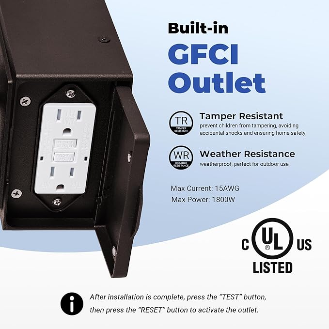 Outdoor Wall Light with GFCI Outlet, Oil Rubbed Bronze Dusk to Dawn Front Porch Light, Exterior Lighting Fixtures with Outlet, Outdoor Sconce Lights Wall Mount, Outside Lights for Patio, Garage