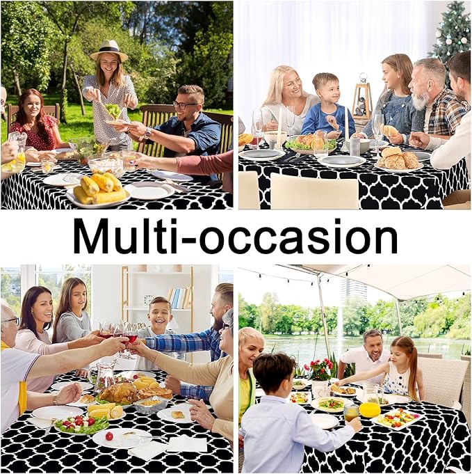Smiry Square Table Cloth, Waterproof Vinyl Tablecloth with Flannel Backing for Square Tables, Wipeable Spillproof Plastic Tablecloths for Dining, Camping, Indoor and Outdoor (54"x54", Black)