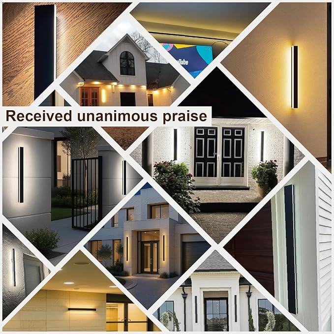 Modern Outdoor Wall Lights, 79 in Outdoor Wall Sconce with Remote 2700-6500K Dimmable, Black Waterproof Linear Exterior Wall Light Fixture for House Garage(2 Pack)