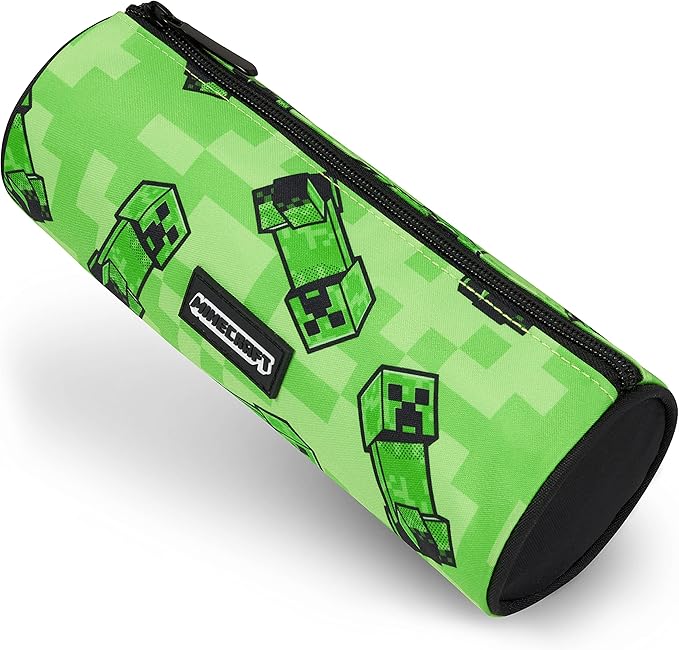 Minecraft Boy's Gamer School Pencil Case – Round Pencil Case 22 cm Video Games Design