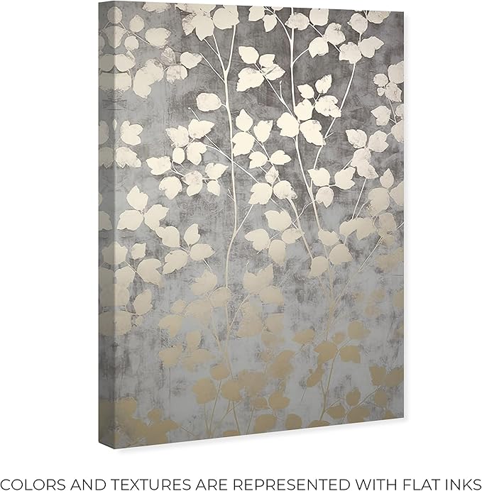 Art Remedy Silvery Gray Garden Canvas Elegant Floral Wall Art, Gallery Wrapped, 16" x 24"