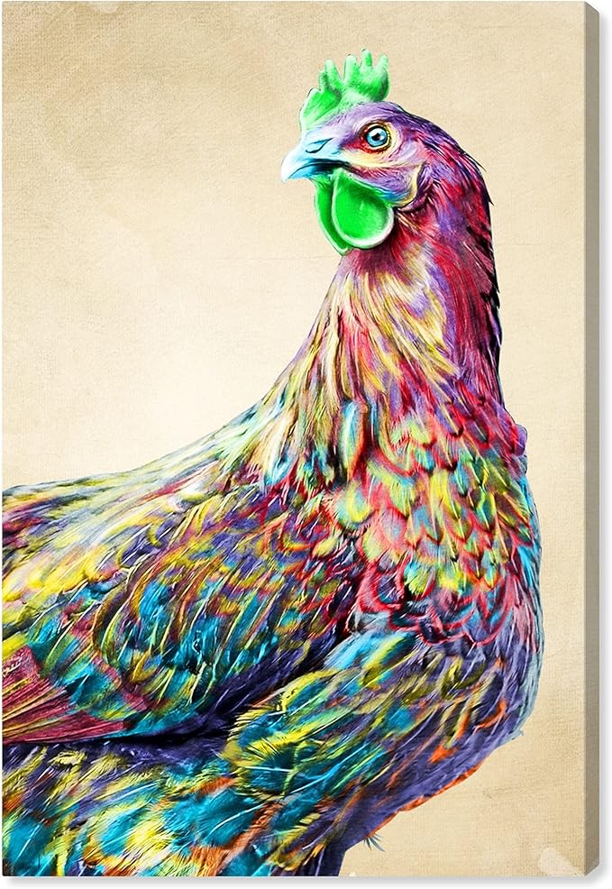 The Oliver Gal Artist Co. Fun Colorful Glam Rooster Canvas Art, 16" x 16"