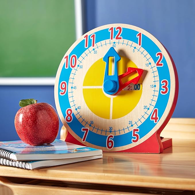 Melissa & Doug Turn & Tell Wooden Clock - Educational Toy with 12+ Reversible Time Cards