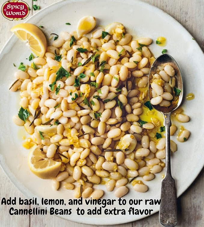 Spicy World Cannelini Beans 4 LB - From Italy - Dried White Medium Sized Kidney Beans (Cannellini)