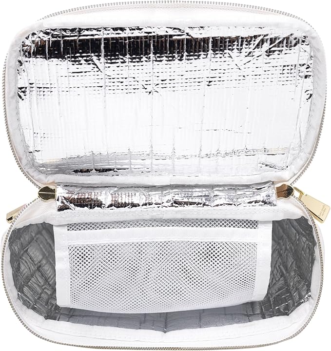 kate spade new york, Insulated Lunch Tote, Small Lunch Cooler, Cute Lunch Bag for Women, Striped Thermal Bag with Double Zipper Close and Carrying Handle (Spring Pansies)