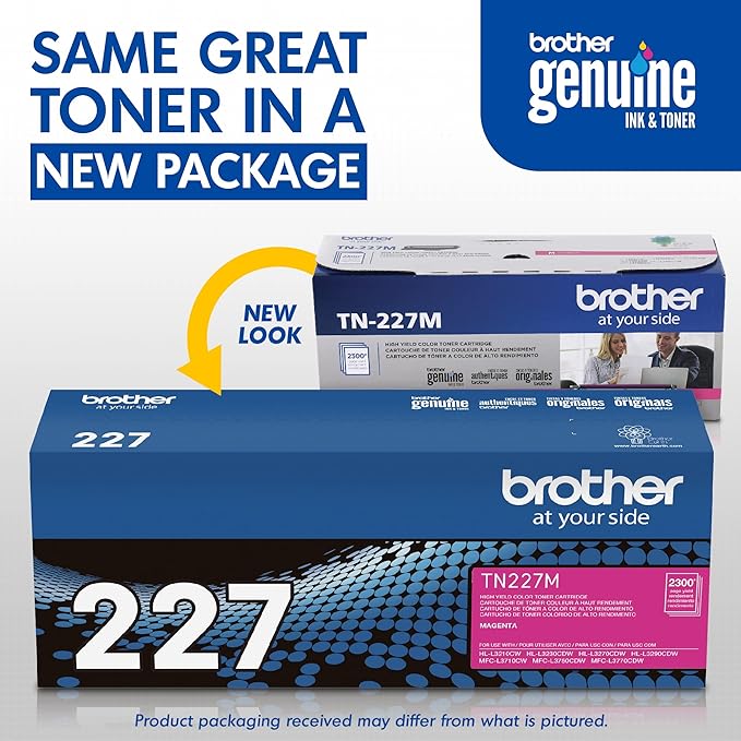 Brother Genuine TN227M, High Yield Toner Cartridge, Replacement Magenta Toner, Page Yield Up to 2,300 Pages, TN227, Amazon Dash Replenishment Cartridge
