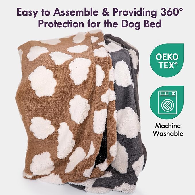 Faux Fur Dog Bed Covers – Ultra Soft Rose Velvet, Removable & Washable, Cozy & Durable,Large Pet Bed Cover Only (No Filling) – Gray, (Cloud Dark Gray, 42" L x 28" W x 4.5" Th)