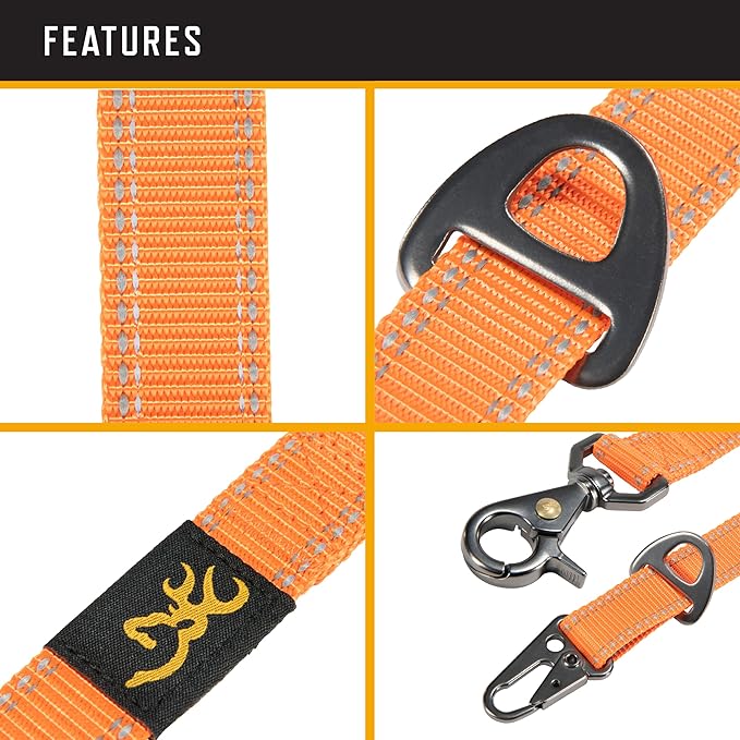Browning Classic Dog Leash, Safety Orange, 6ft x 1in