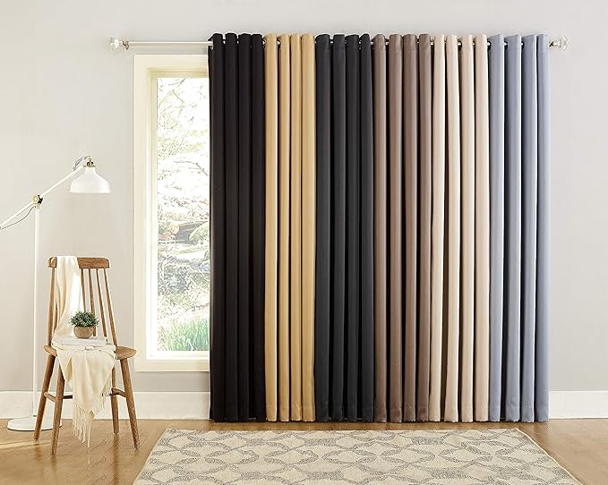 Sun Zero Nordic 2-Pack Theater Grade Noise Reducing Extreme 100% Blackout Grommet Curtain Panel Pair, 52" x 108, Mushroom Brown