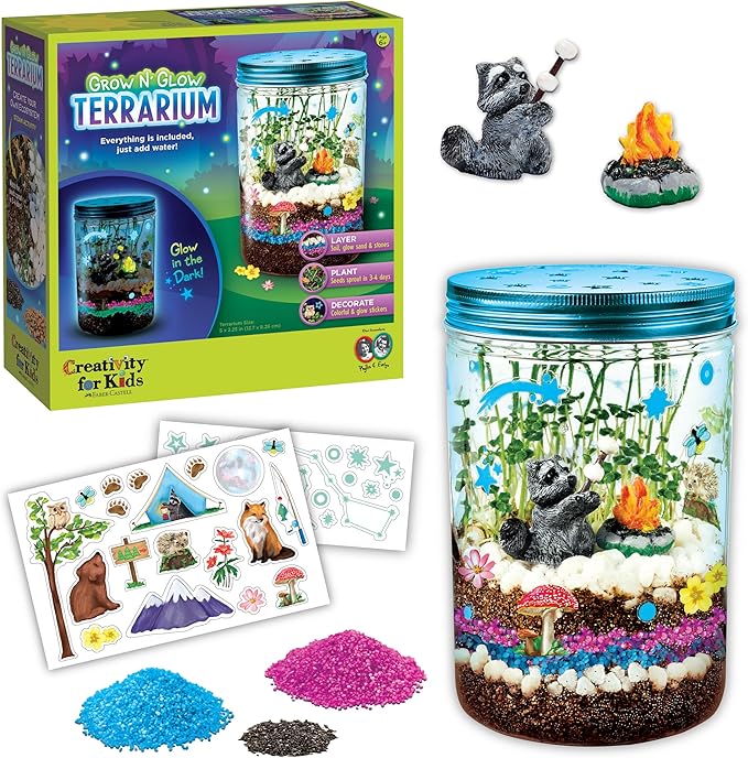 Creativity for Kids Grow 'N Glow Terrarium Kit - Educational Science Kits| Easter Basket Stuffers for Kids Gifts for Boys and Girls| Craft and STEM Projects (Ages 6+)