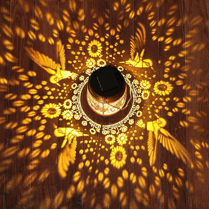 Hummingbird Solar Lanterns Outdoor Garden Decor, Gifts for Women Mom Grandma Birthday, Hanging Metal Solar Lights Waterproof LED Decoration with Shepherd Hook Outside for Yard Patio Lawn Porch