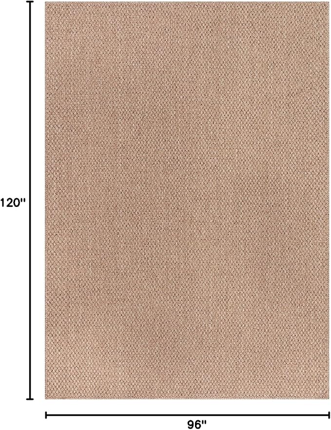 CAMILSON Easy Jute Rug 8x10, Indoor Outdoor Natural Color Farmhouse Area Rugs for Living Room Patio and Kitchen Rug, Solid Boho Woven Design, Easy-Cleaning, Washable Outside Carpet Alfombras (8 x 10)
