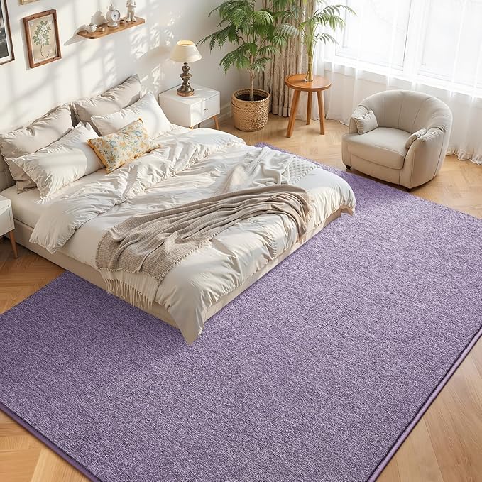 DweIke Rugs for Bedroom Living Room, 7x10 ft Purple Area Rug, Washable Memory Foam Indoor Carpet, Modern Non-Slip Ultra Soft Carpets for Kids Boys Girls Adults Nursery Dorm Home Decor