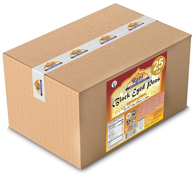 Rani Black Eyed Peas, Dried Cowpeas (Lobhia) 400oz (25lbs) 11.36kg Bulk Box ~ All Natural | Vegan | Kosher | Gluten Friendly | Product of USA