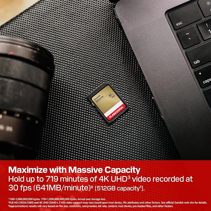 SANDISK 128GB Extreme SD UHS-I Card - Up to 230MB/s Read Speed and 120MB/s Write Speed, 4K UHD Video, U3, V30 - SDSDXV9-128G-GUCIN