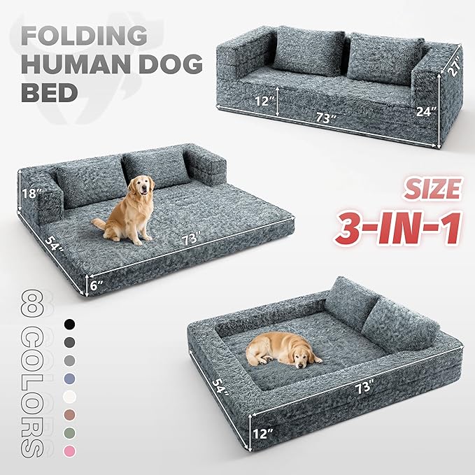 HABUTWAY Convertible Sofa Bed,3-in-1 Folding Futon Sofa Bed with Pillow, Foldable Sleeper Sofa Bed with Removable Cover,Plush Boneless Floor Chair Couch Lounge for Living Room,(Queen,Dark Grey)