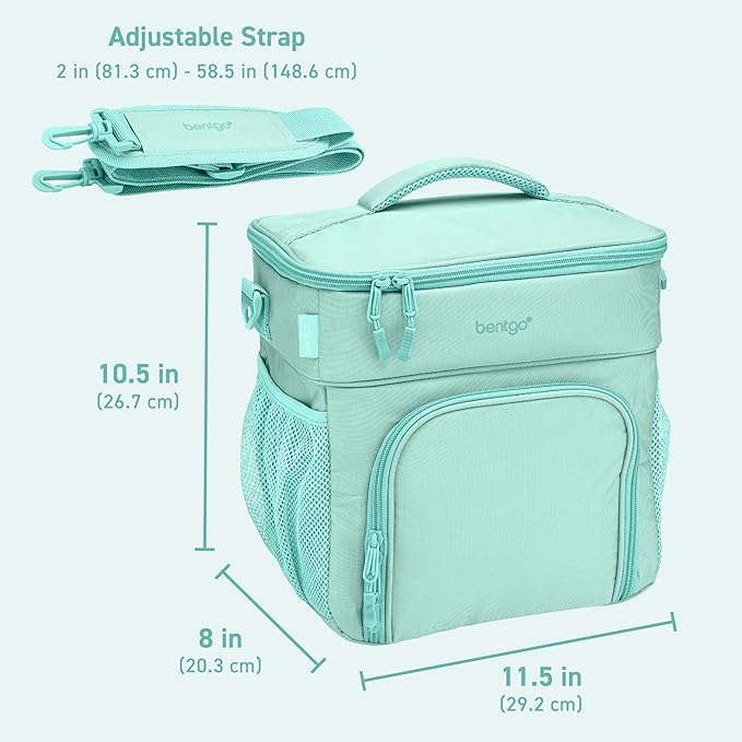 Bentgo Prep Deluxe Insulated Multimeal Bag - Lunch Box Bag, Holds 5 Meals, Premium Insulation up to 8 Hrs, Durable, Water-Resistant - Large Capacity For Adult Meal Prep (Coastal Aqua)