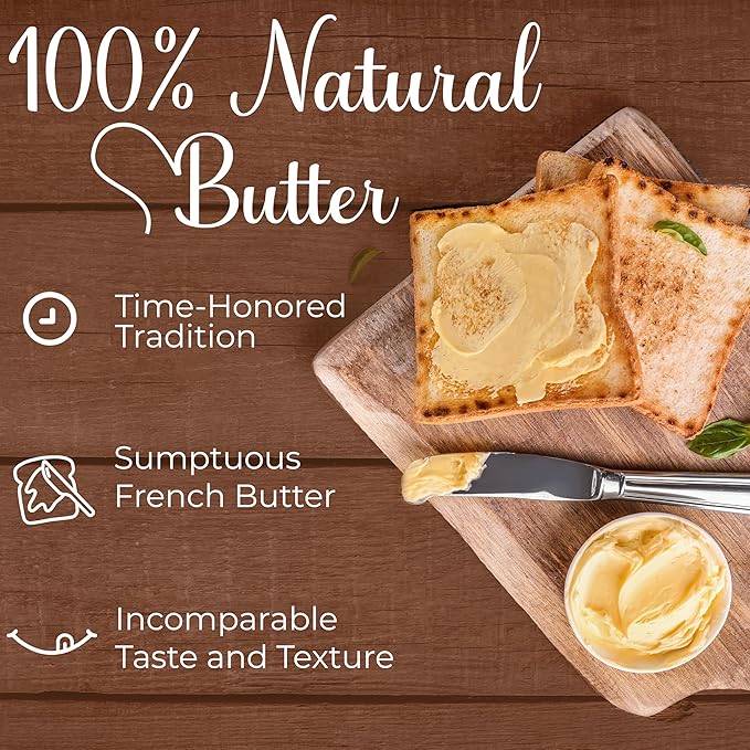 Beurdell French Salted Real Canned Butter 100% Natural Pasteurized Butter A real butter from France | Great For Hurricane Preparedness Emergency Survival Kit Great For Cooking, Baking Pack of 12