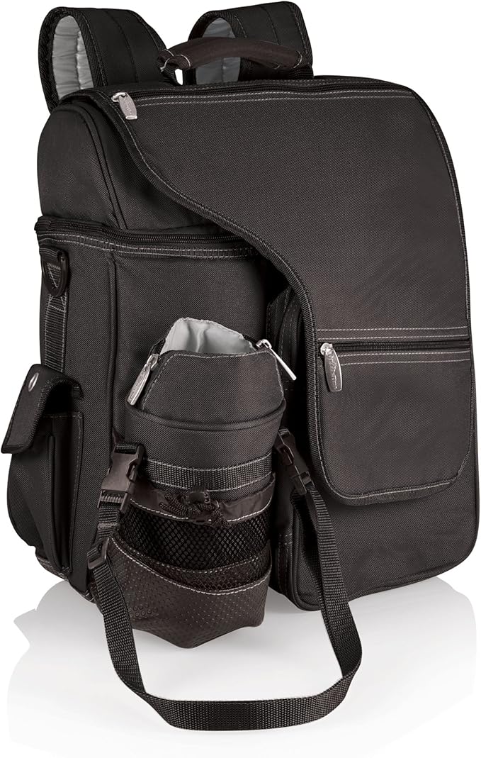 ONIVA Picnic Time Turismo Backpack Cooler With Water Bottle Carrier, Soft Cooler Travel Bag (Black)