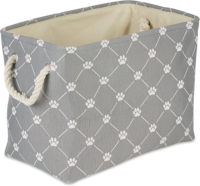 Bone Dry Pet Storage Paw and Bone, Trellis Collection, Large Rectangle, 17.5x12x15 Gray