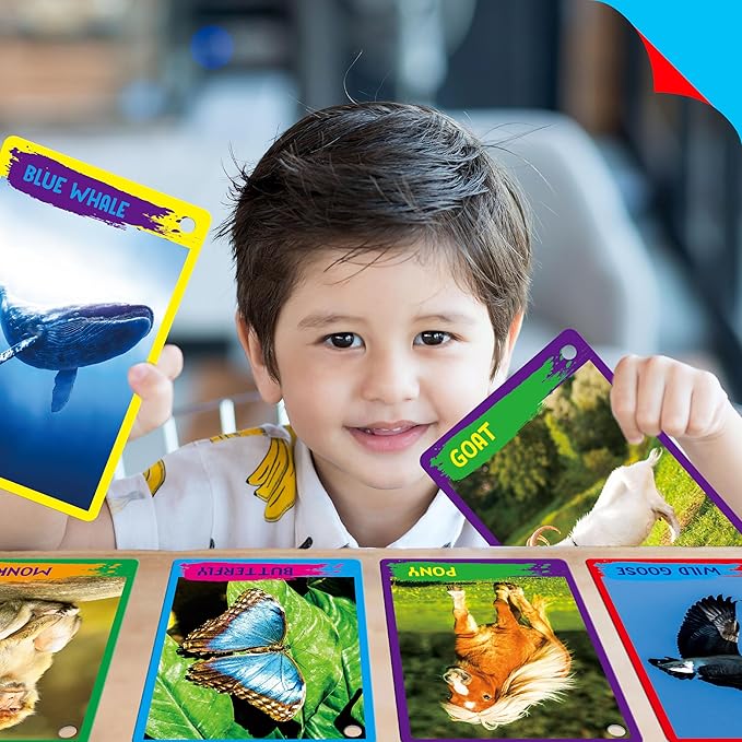 My First 120 Animals, 60PCS Realistic Zoo Animal Cards Farm/Wild/Marine Animals/Insects/Birds Flashcards Montessori & Science Educational Toys Preschool Learning for Homeschool Preschool Toddler Kids