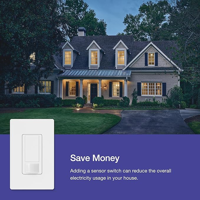 Lutron Maestro Motion Sensor Light Switch Indoor for Bathroom, Garage, Laundry Room, Any Bulbs, Occupancy Vacancy Sensor, Single-Pole, MS-OPS2-IV, Ivory