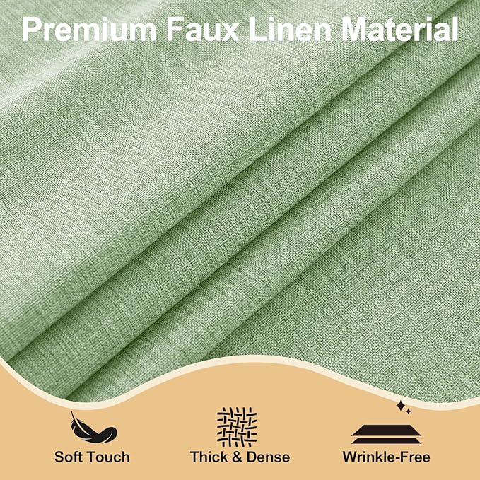 JIUZHEN Rectangle Table Cloth Faux Linen Farmhouse Tablecloth Soft Wrinkle and Stain Resistant Decorative Fabric Table Cover for Kitchen, Dining Room, Parties and Camping, Sage Green, 54 x 80 Inch