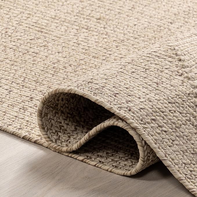 nuLOOM Oval 3' x 5' Solid Hand Braided Indoor/Outdoor Area Rug, Pet-Friendly, High Traffic, Weather Resistant, for Patio, Balcony, Bedroom, Living, Dining Room, Wynn Tan