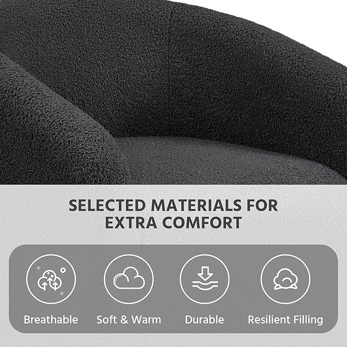 Yaheetech Accent Chairs Set of 2, Furry Living Room Chairs, Sherpa Barrel Chairs with Cozy Soft Padded, Boucle Fabric Armchais for Living Room Bedroom Reception Room Office, Dark Gray