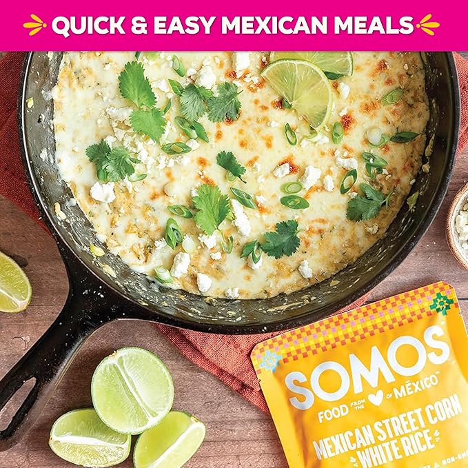 SOMOS Mexican Street Corn White Rice ??Gluten Free, Non-GMO, Vegan & Microwavable Meals Ready to Eat - Delicious, Healthy & Convenient - Perfect for Burrito Bowls, Tostadas & More | 8.8 oz (Pack of 6)