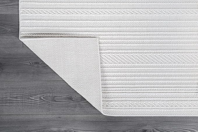 Micro Loop Indoor Rug White 8x10 Boho Geometric Neutral Area Rugs for Living Room Soft Luxury Modern Low and High Pile Durable Stain Resistant Non-Shedding Indoor Area Carpet 8 x 10
