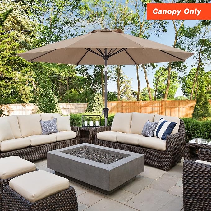 MASTERCANOPY 5-Year-Non-Fading Olefin 9FT Patio Umbrella Replacement Canopy for 8 Ribs- Coffee Canopy Only